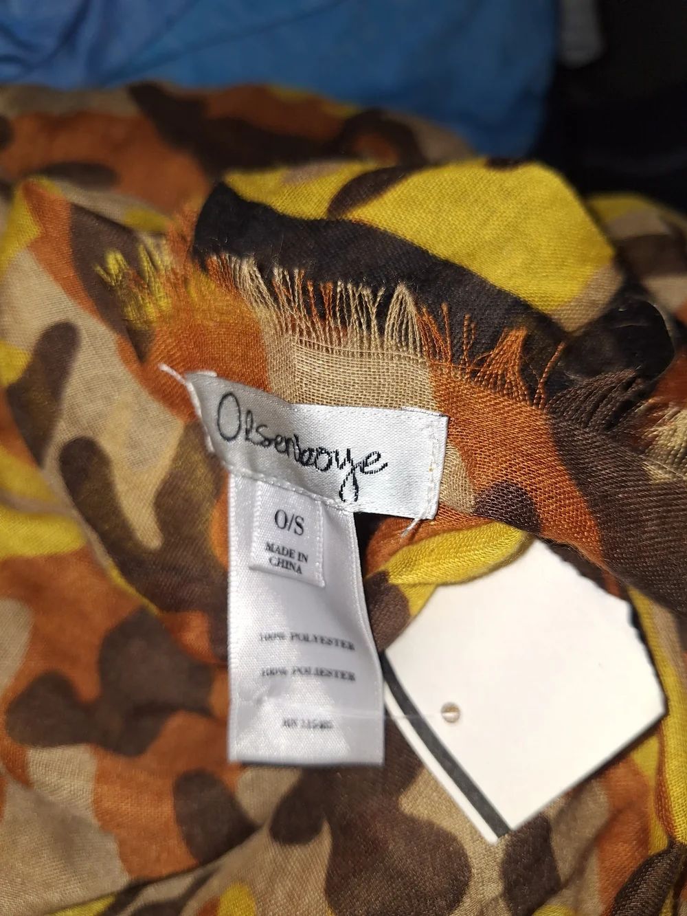 Olsenboye Camouflage Print Lightweight Scarf - Brown/Yellow/Orange